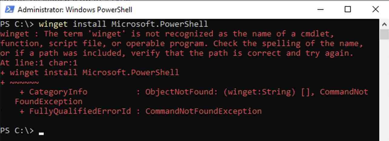 Powershell - The term winget is not recognized 